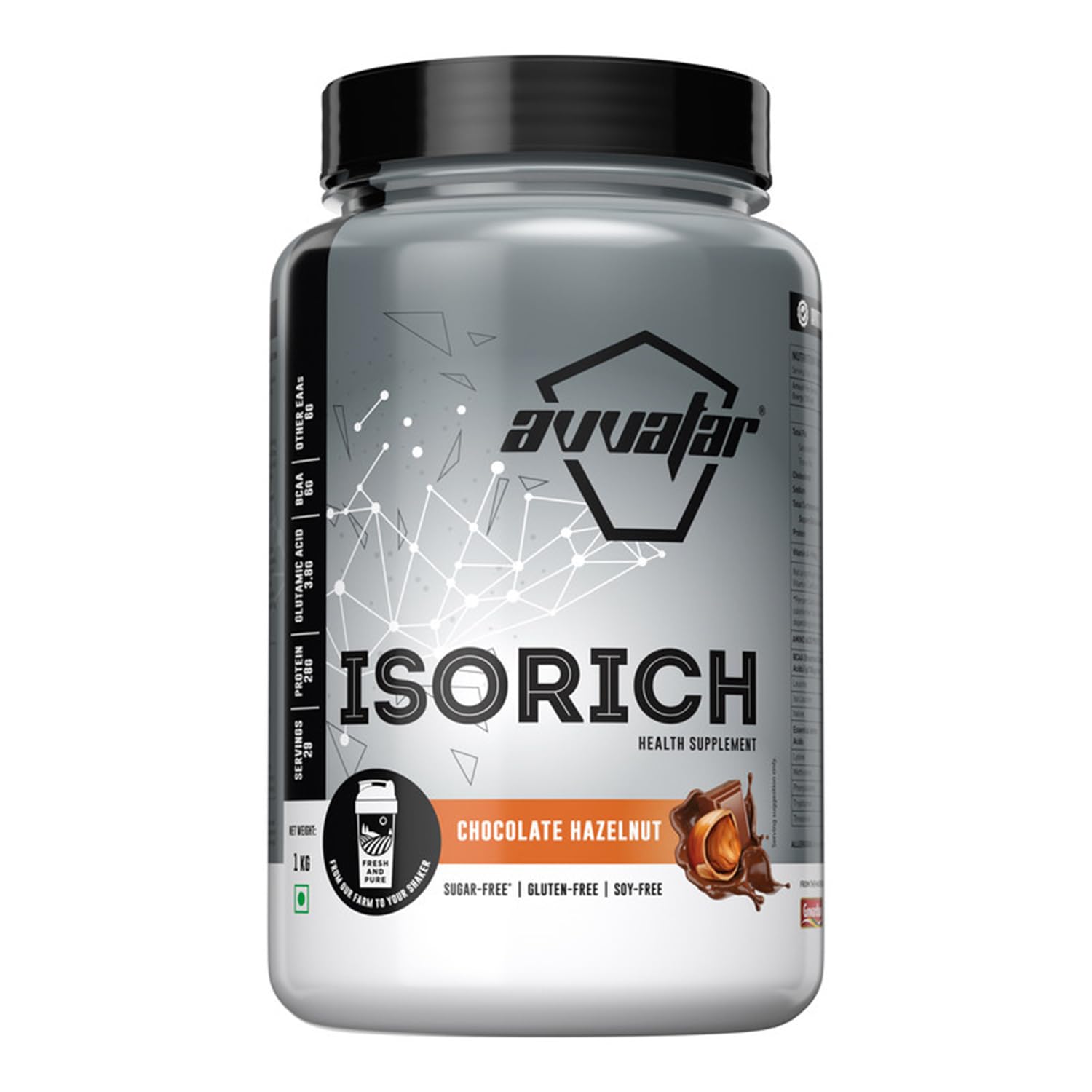 avvatar ISORICH Whey Protein Isolate Powder, 1kg, 28g Protein, 29 Servings - packaging (15)