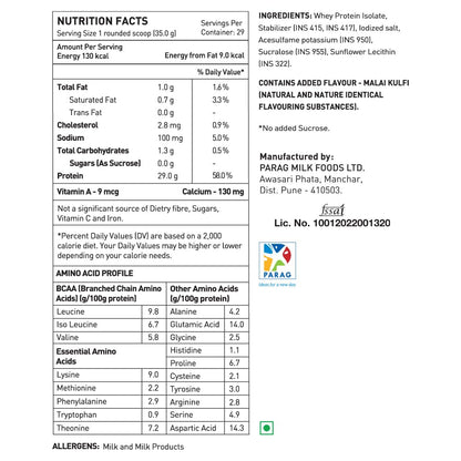 avvatar ISORICH Whey Protein Isolate Powder, 1kg, 28g Protein, 29 Servings - ingredients panel (22)