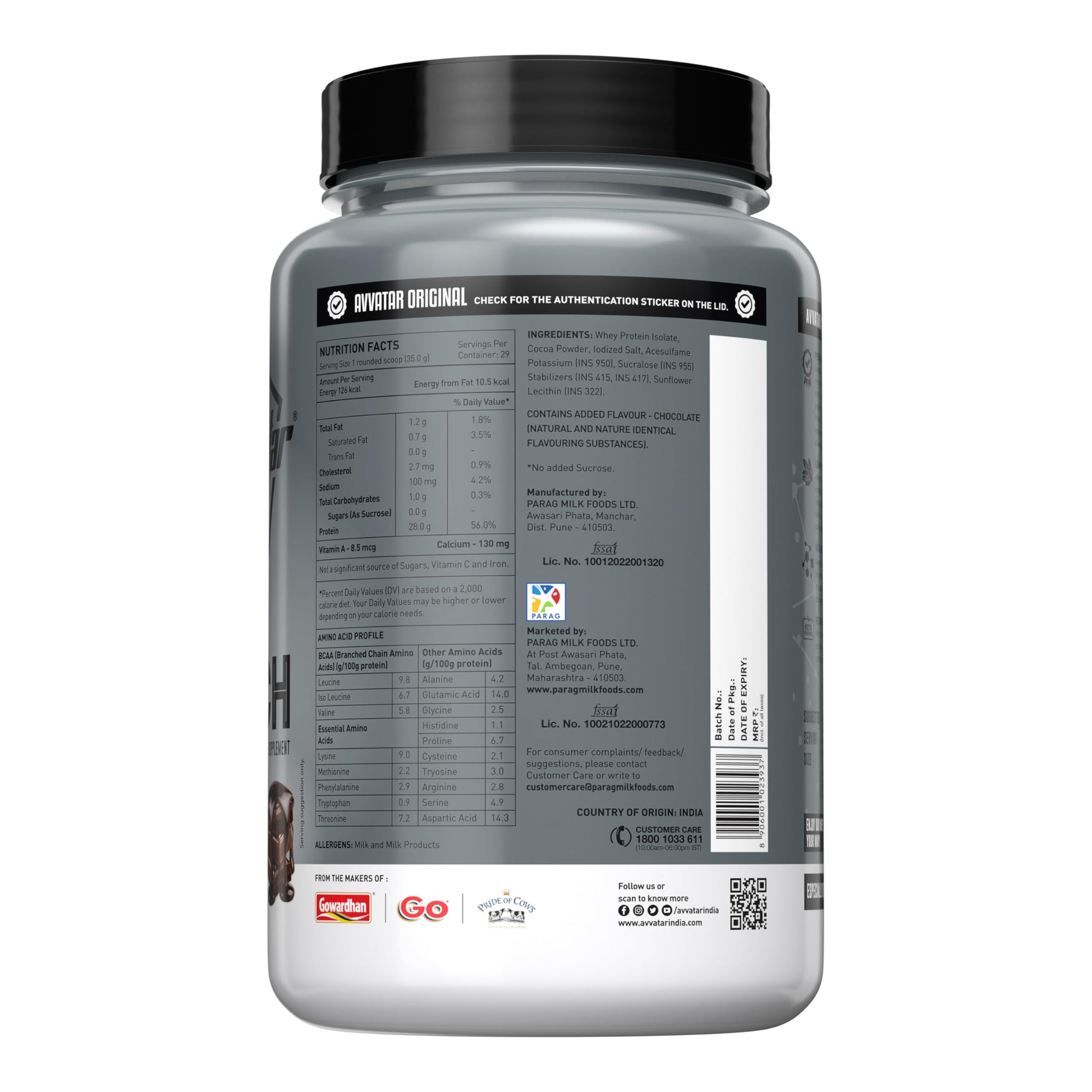 avvatar ISORICH Whey Protein Isolate Powder, 1kg, 28g Protein, 29 Servings - packaging
