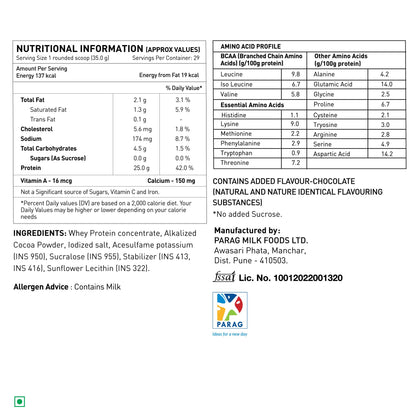 avvatar Performance Whey Protein Powder, 25g Protein Per Serving, Adult, Vegetarian, Fresh Cow Milk, Made in India - ingredie