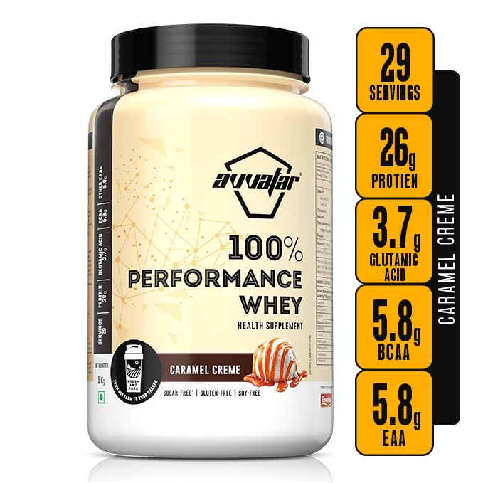 avvatar Performance Whey Protein Powder, 25g Protein Per Serving, Adult, Vegetarian, Fresh Cow Milk, Made in India - front vi