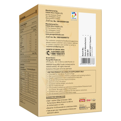 avvatar Performance Whey Protein Powder, 25g Protein Per Serving, Adult, Vegetarian, Fresh Cow Milk, Made in India - back vie