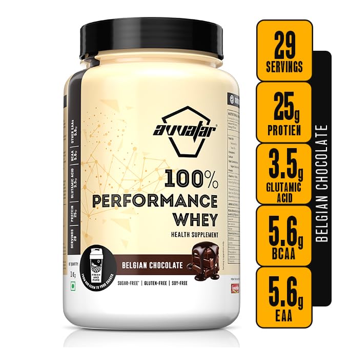 avvatar Performance Whey Protein Powder, 25g Protein Per Serving, Adult, Vegetarian, Fresh Cow Milk, Made in India - front vi