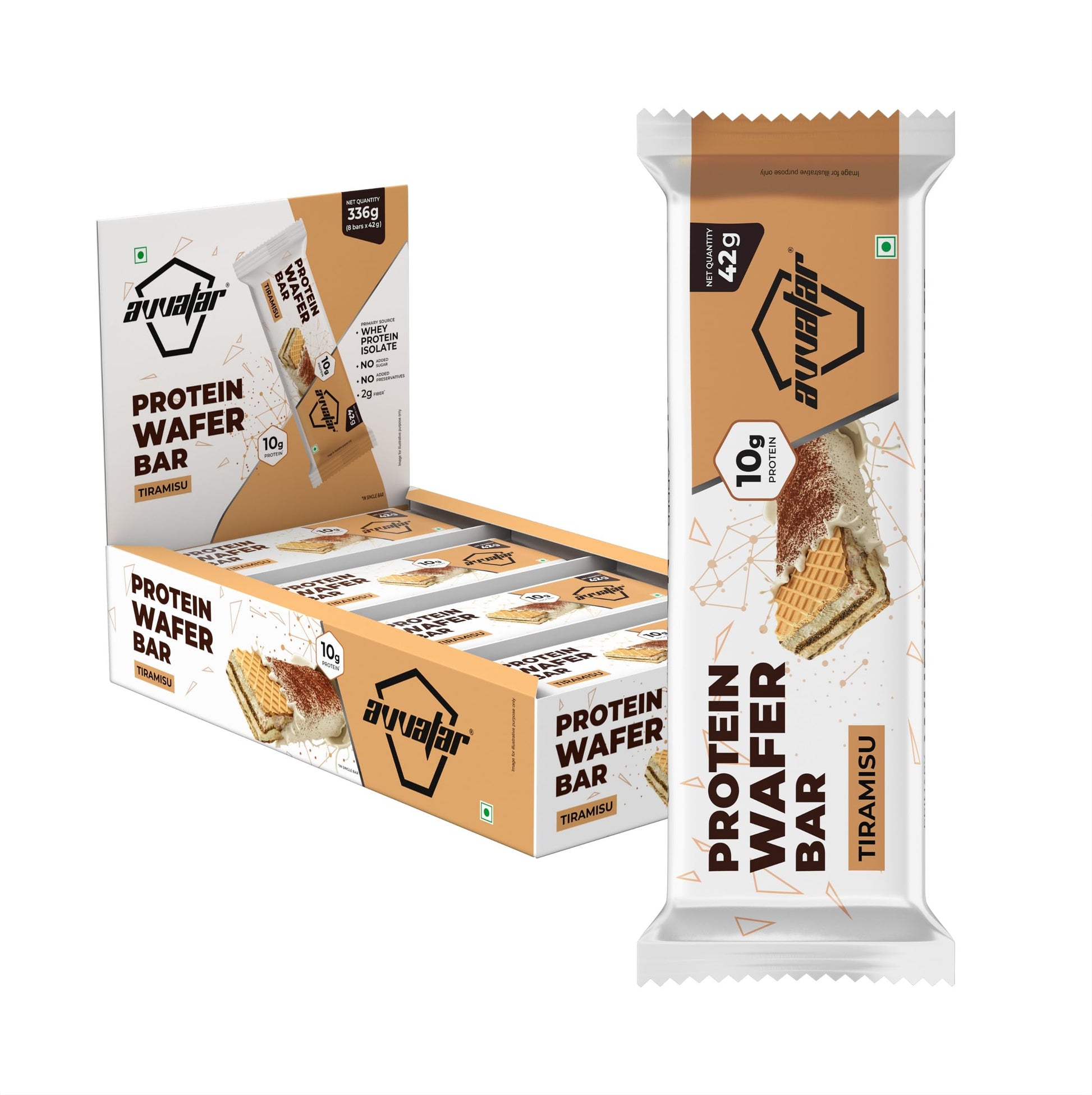 avvatar Protein Wafer Bar, 10g Protein, 2g Fiber, 8-Pack (40g each), No Added Sugar, No Preservatives (12)