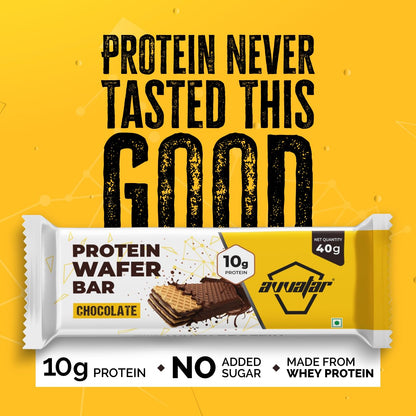 avvatar Protein Wafer Bar, 10g Protein, 2g Fiber, 8-Pack (40g each), No Added Sugar, No Preservatives - front view