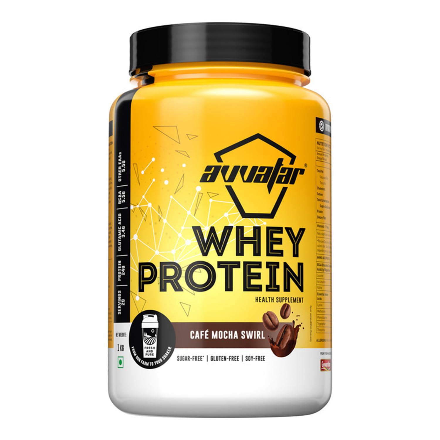 avvatar Whey Protein Powder, 1kg, Belgian Chocolate Flavour, Isolate and Concentrate Blend - packaging (12)