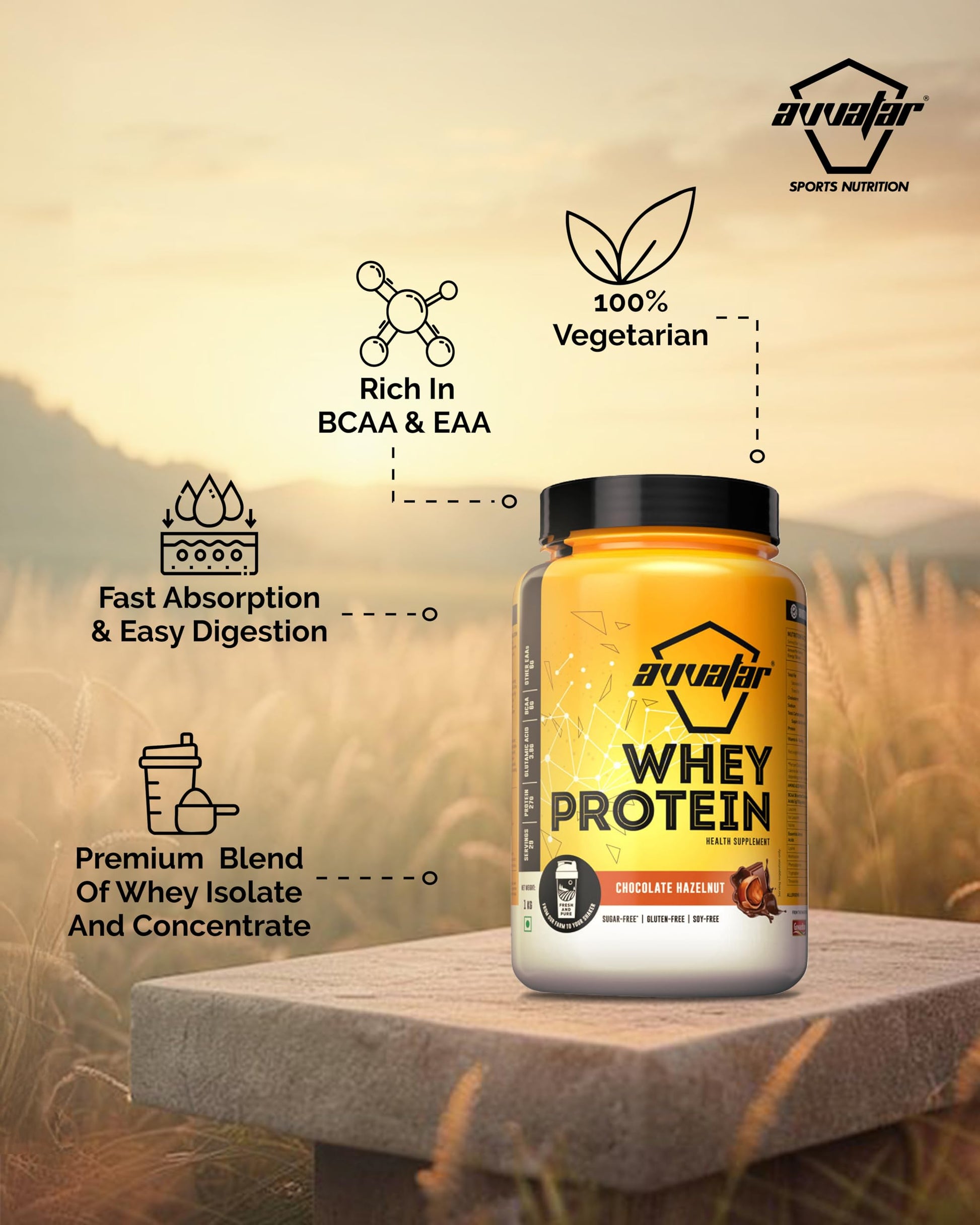 avvatar Whey Protein Powder, 1kg, Belgian Chocolate Flavour, Isolate and Concentrate Blend - ingredients panel (20)