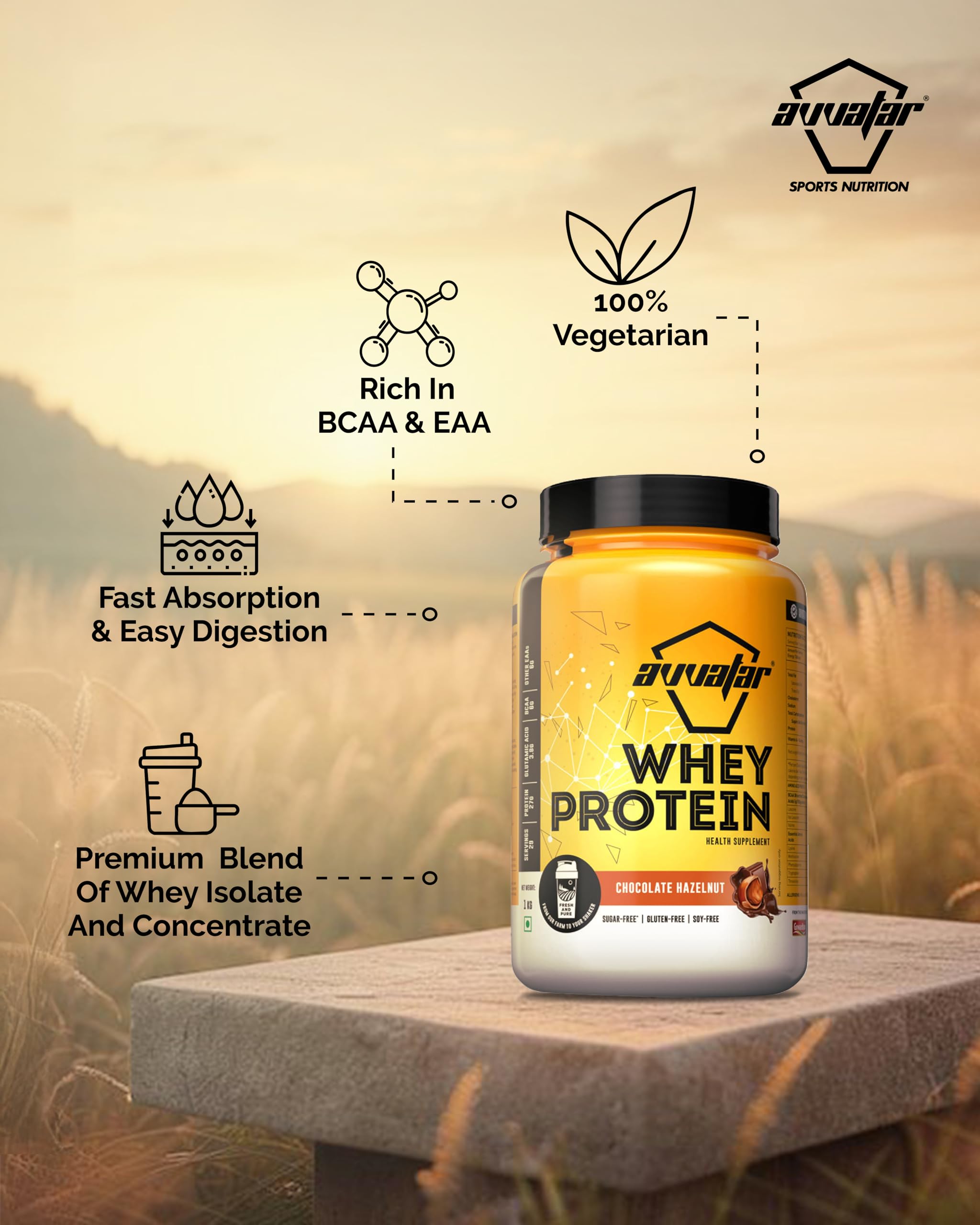 avvatar Whey Protein Powder, 1kg, Belgian Chocolate Flavour, Isolate and Concentrate Blend - ingredients panel (20)