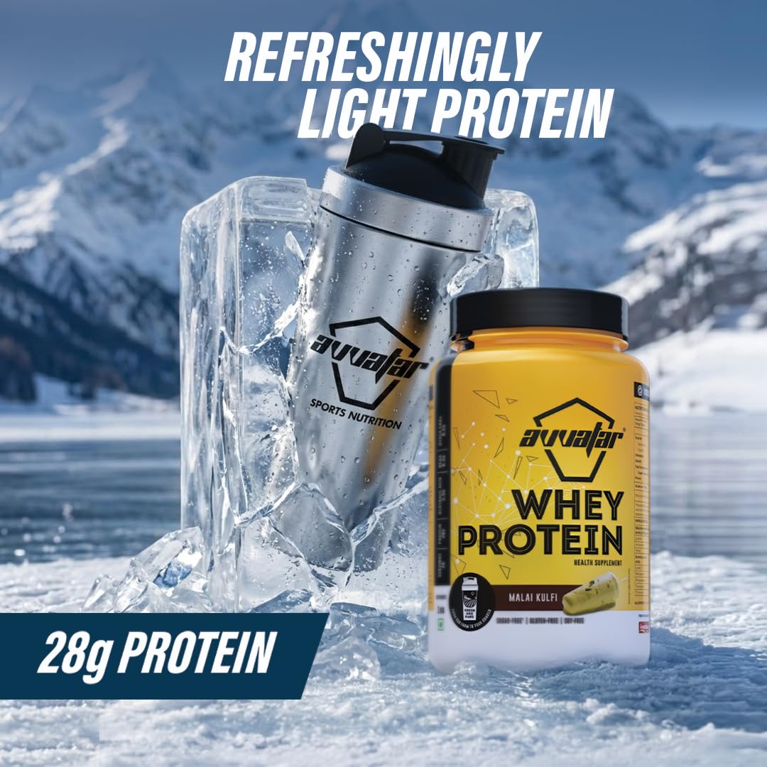 avvatar Whey Protein Powder, 1kg, Belgian Chocolate Flavour, Isolate and Concentrate Blend - back view (24)