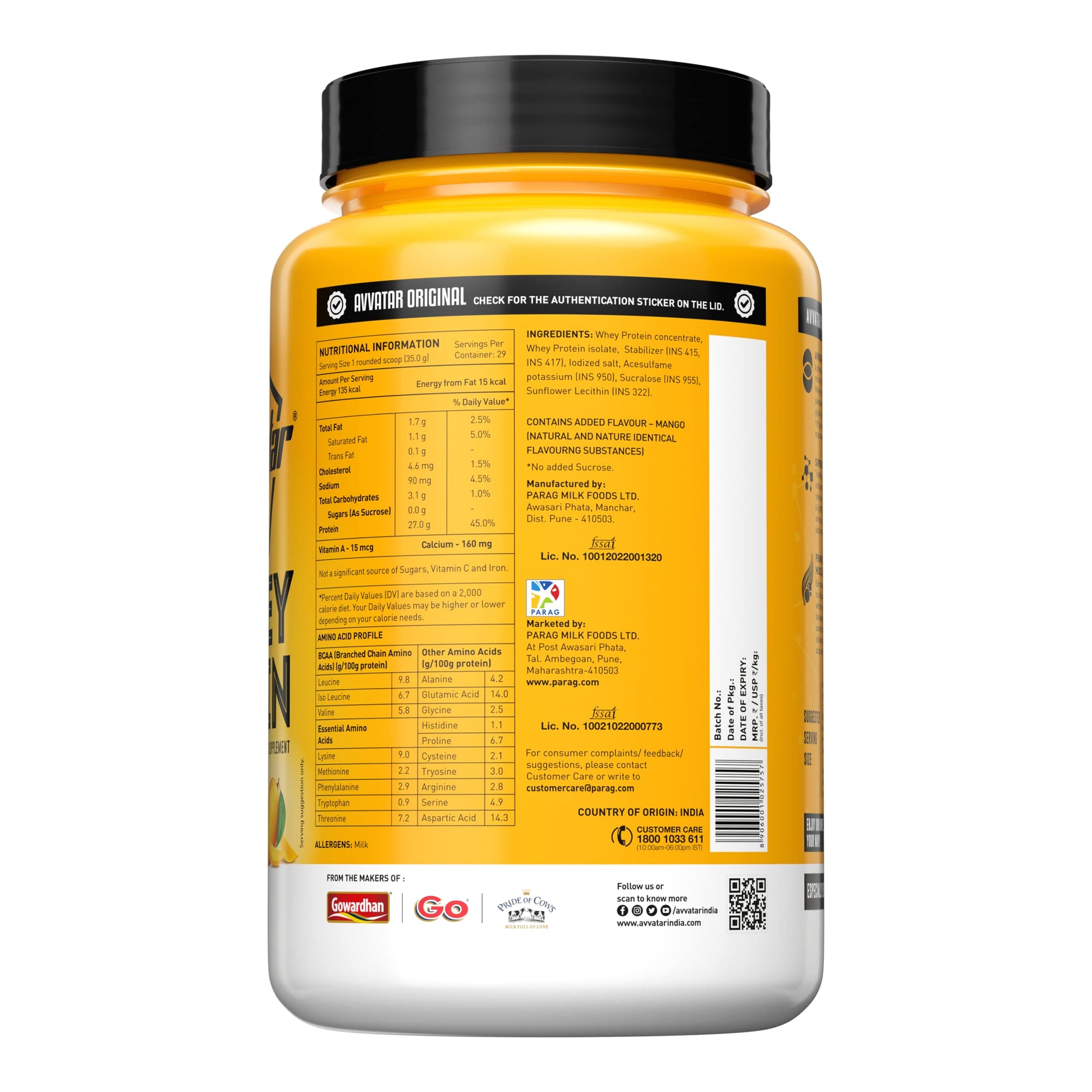 avvatar Whey Protein Powder, 1kg, Belgian Chocolate Flavour, Isolate and Concentrate Blend - ingredients panel (33)