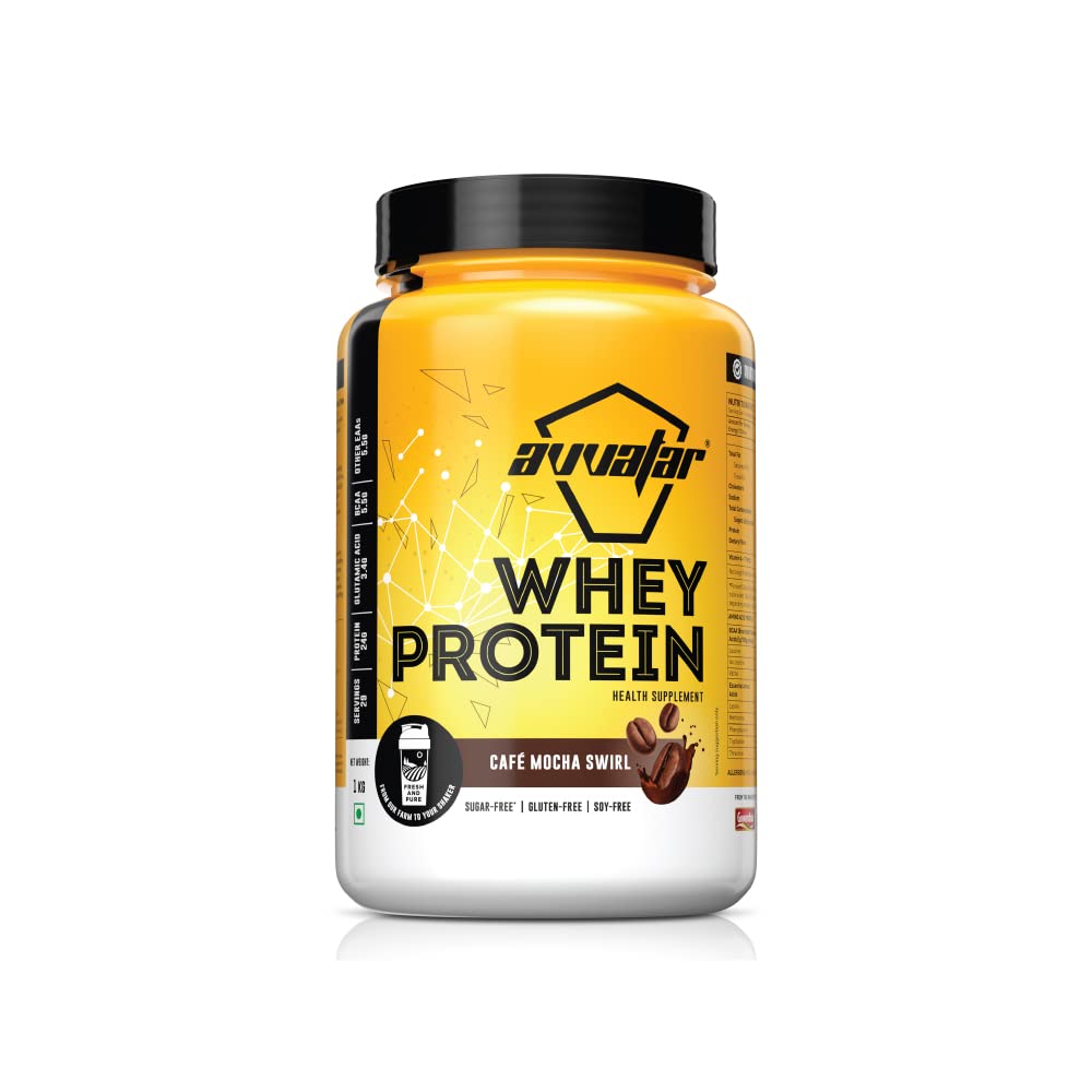 avvatar Whey Protein Powder, 1kg, Belgian Chocolate Flavour, Isolate and Concentrate Blend (9)