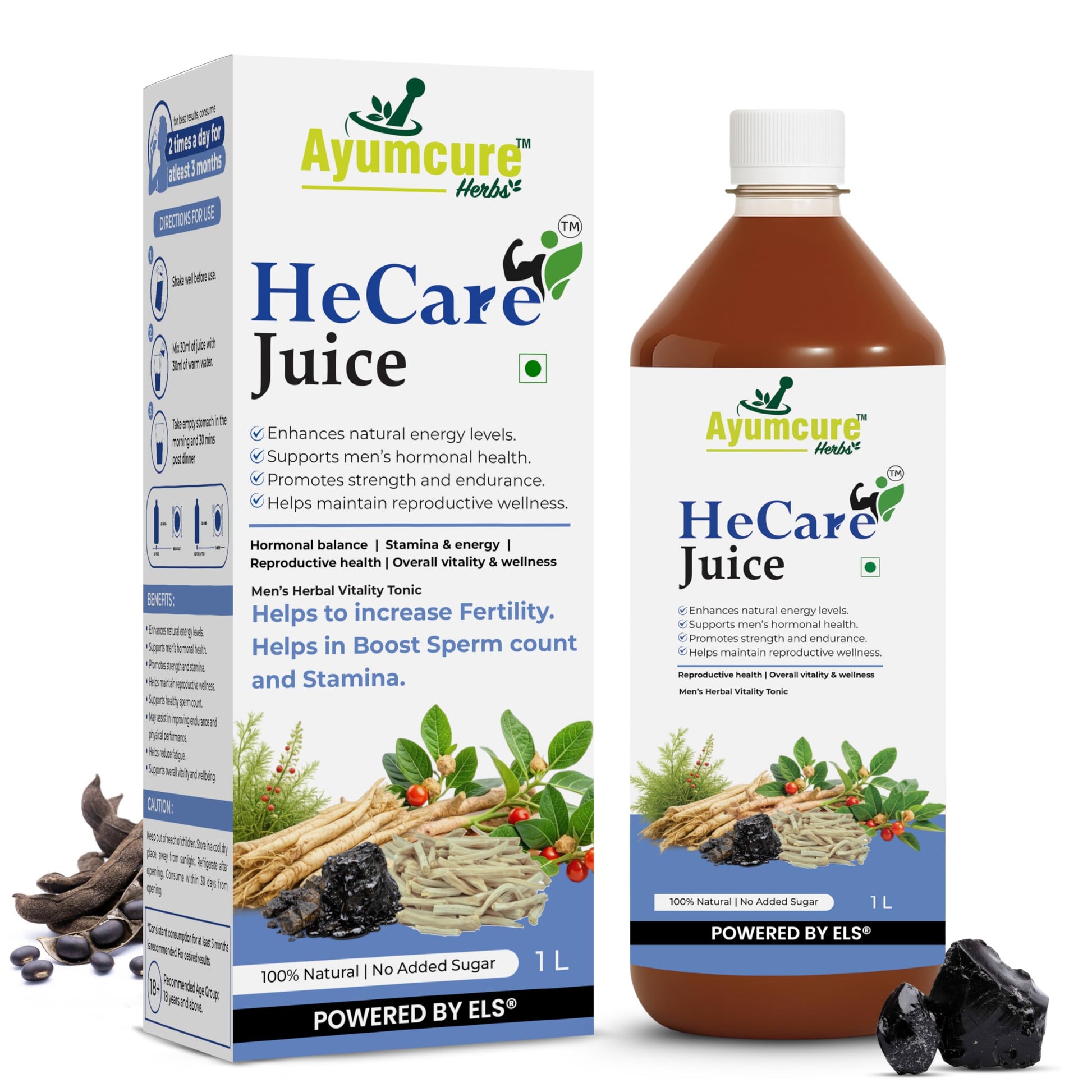 Ayumcure Ayurvedic Herbal Juice with Ashwagandha Shilajit Safed Musli Gokshura, No Added Sugar, Adult Formulation