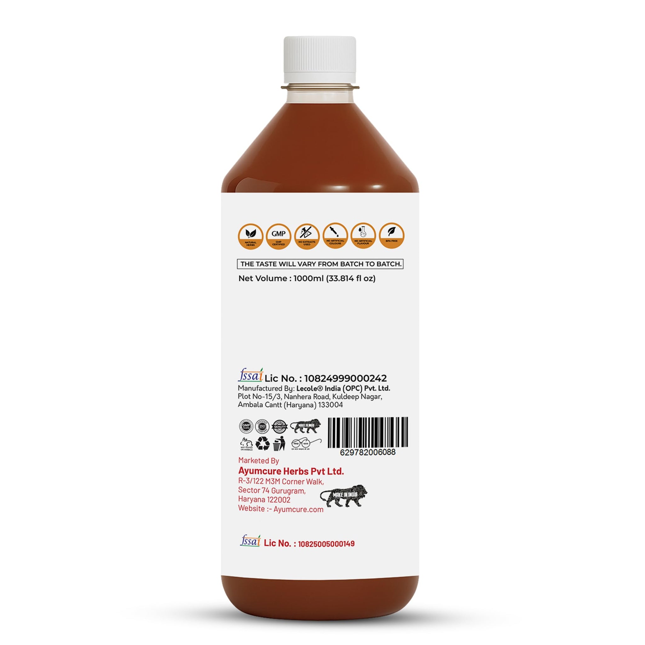 Ayumcure Ayurvedic Herbal Juice with Ashwagandha Shilajit Safed Musli Gokshura, No Added Sugar, Adult Formulation - in use (1