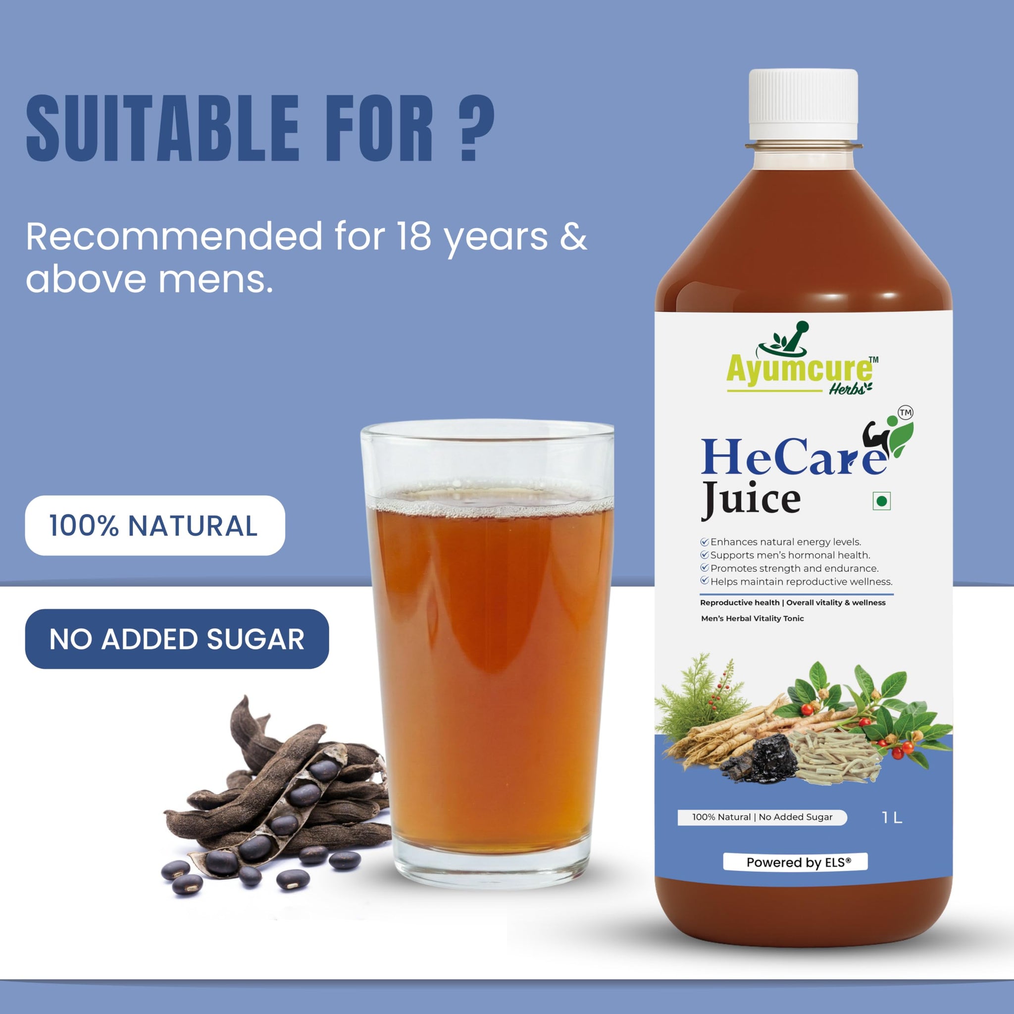 Ayumcure Ayurvedic Herbal Juice with Ashwagandha Shilajit Safed Musli Gokshura, No Added Sugar, Adult Formulation - close-up