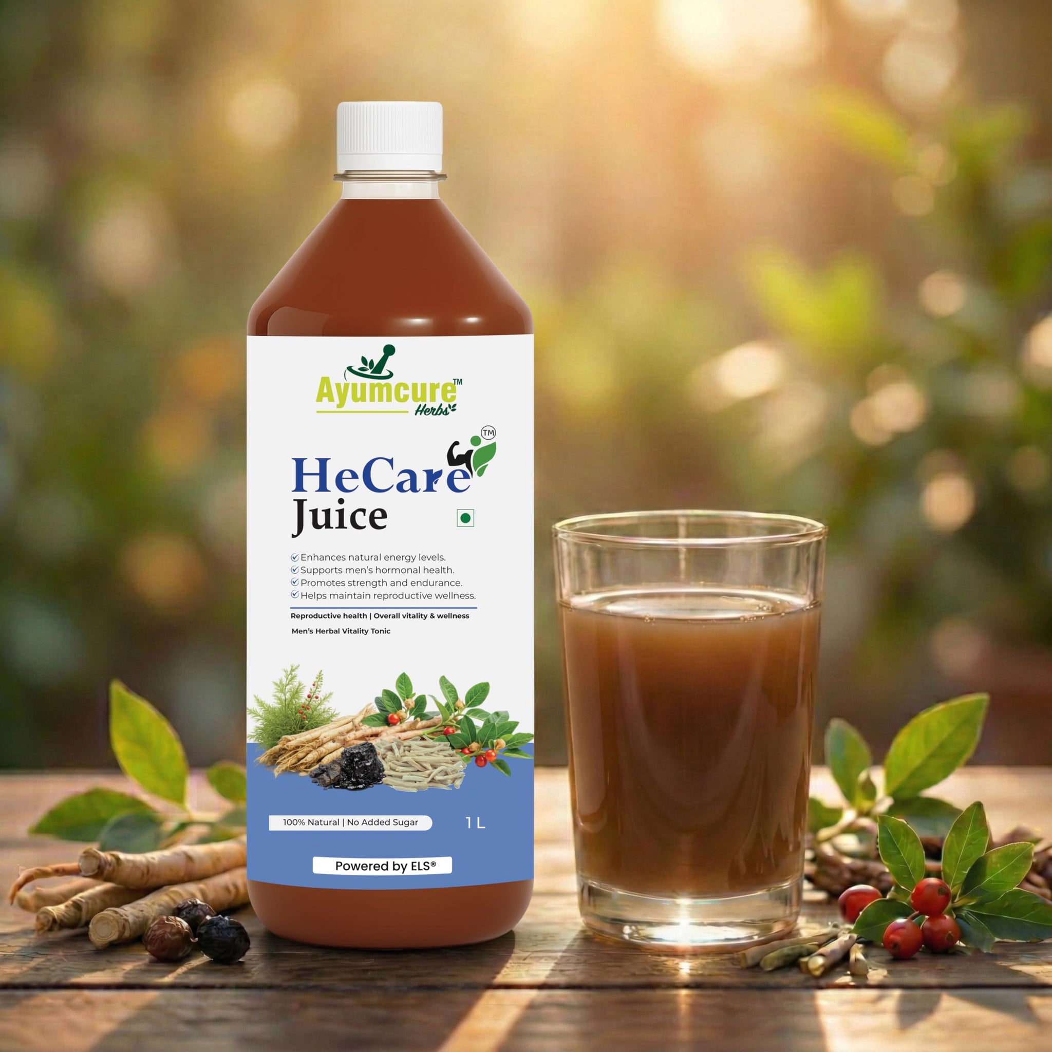 Ayumcure Ayurvedic Herbal Juice with Ashwagandha Shilajit Safed Musli Gokshura, No Added Sugar, Adult Formulation - in use