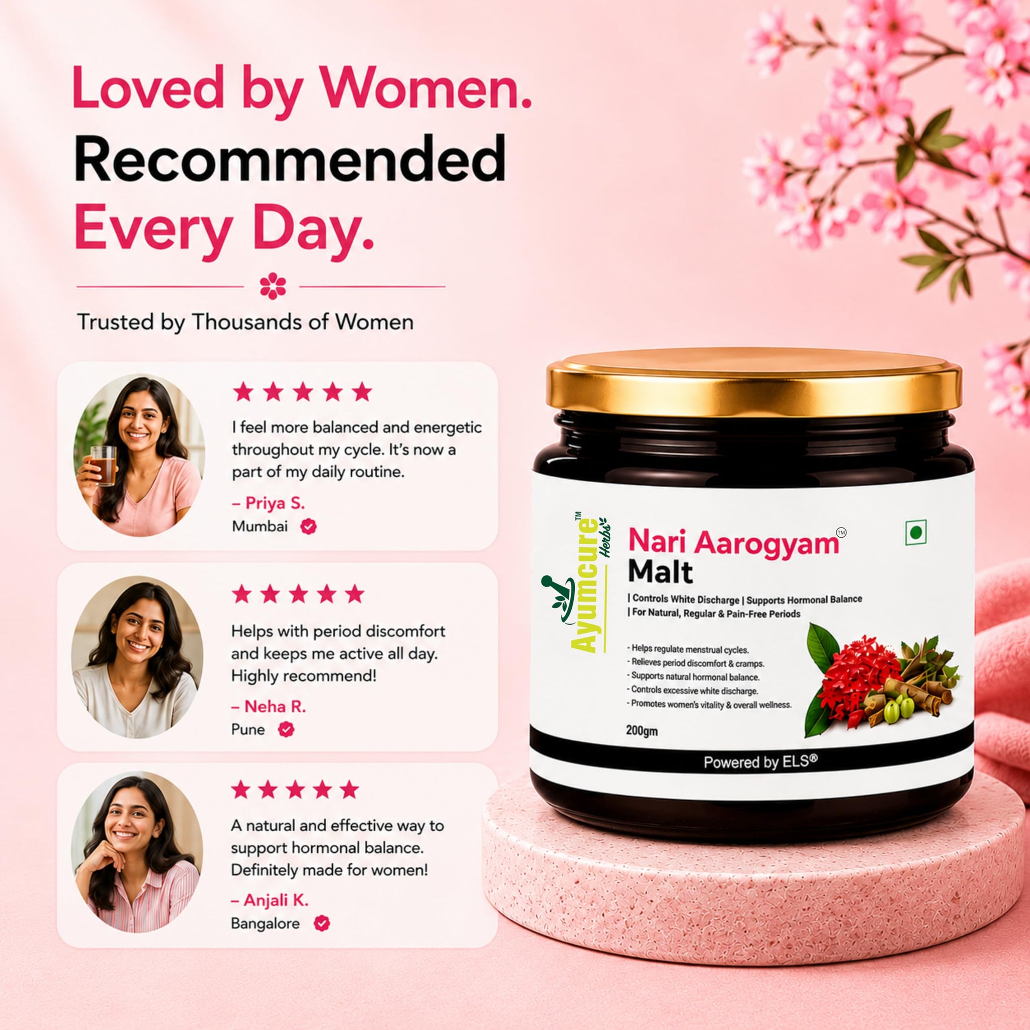 Ayumcure NariAarogyam Ayurvedic Herbal Women's Health Formula, No Added Sugar, No Artificial Colors or Flavors - close-up det