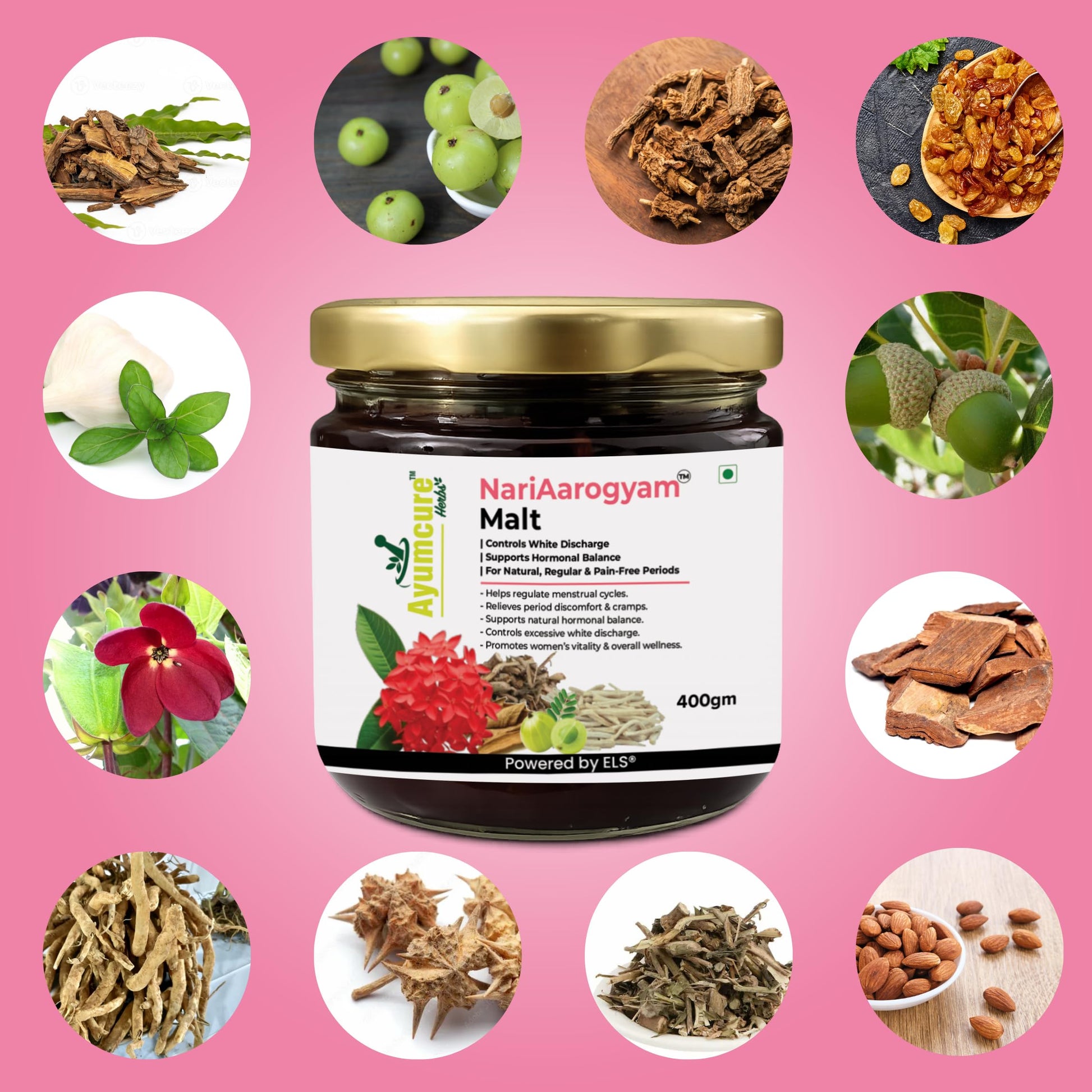 Ayumcure NariAarogyam Ayurvedic Herbal Women's Health Formula, No Added Sugar, No Artificial Colors or Flavors - front view (