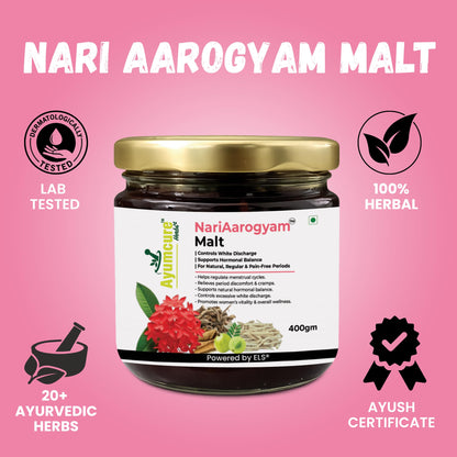 Ayumcure NariAarogyam Ayurvedic Herbal Women's Health Formula, No Added Sugar, No Artificial Colors or Flavors - back view (1