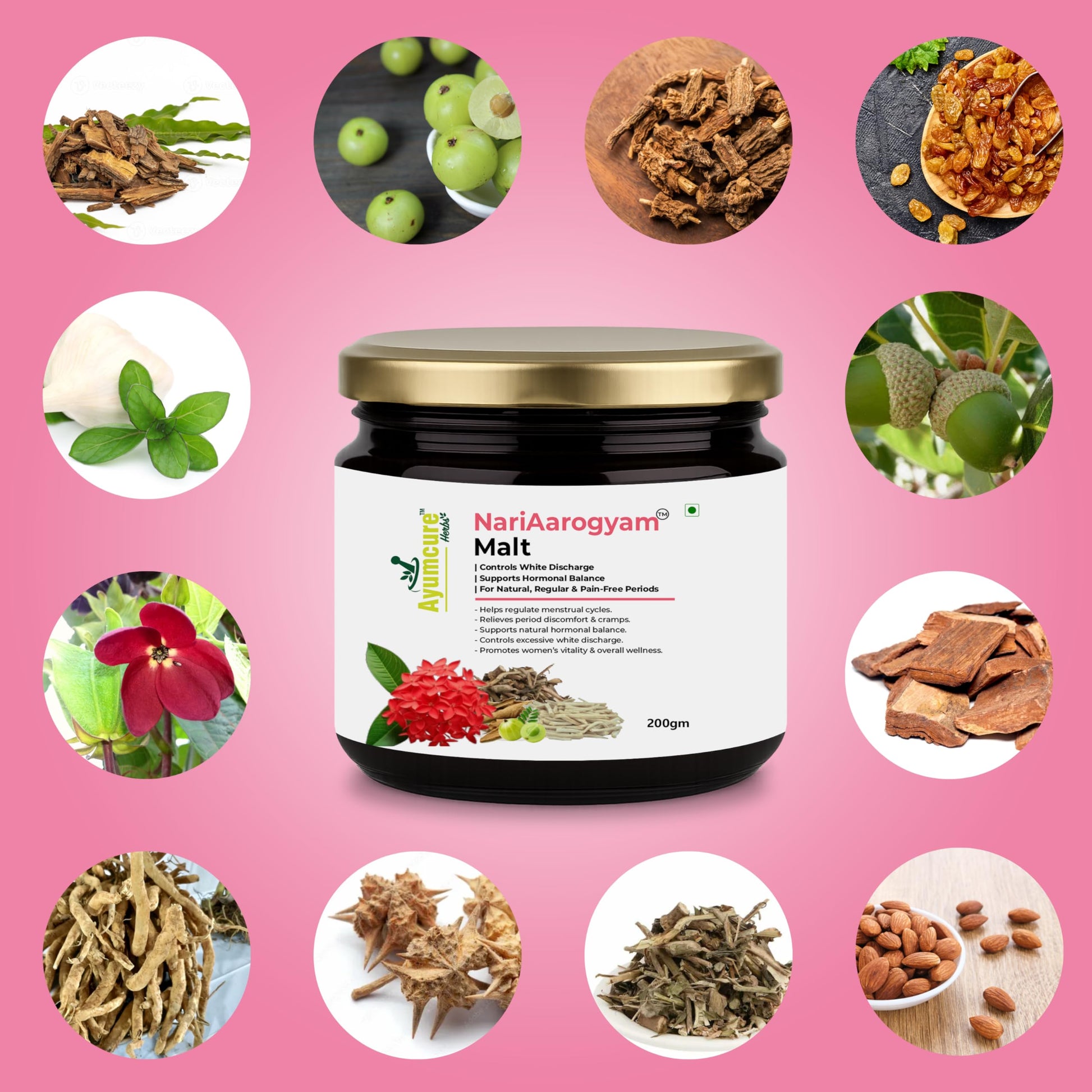 Ayumcure NariAarogyam Ayurvedic Herbal Women's Health Formula, No Added Sugar, No Artificial Colors or Flavors - front view (