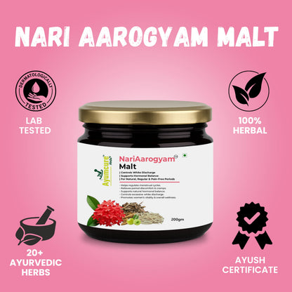 Ayumcure NariAarogyam Ayurvedic Herbal Women's Health Formula, No Added Sugar, No Artificial Colors or Flavors - back view (3