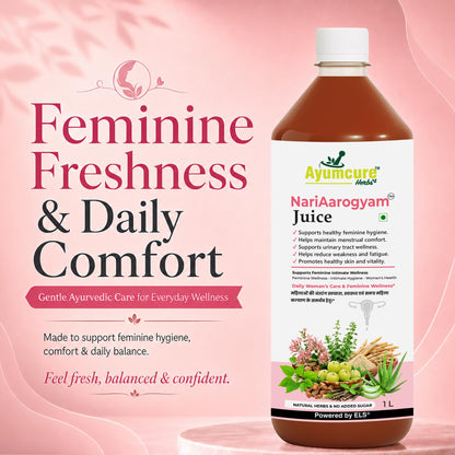 Ayumcure NariAarogyam Ayurvedic Herbal Women's Health Formula, No Added Sugar, No Artificial Colors or Flavors - label detail