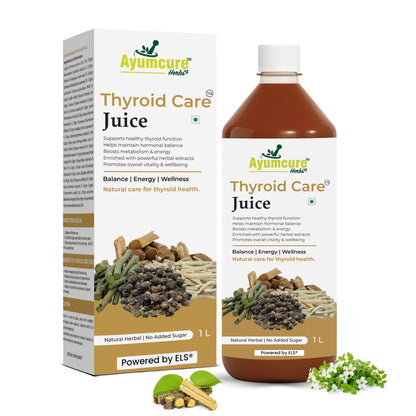 Ayumcure Thyroid Care Juice, 1L Herbal Supplement with Ashwagandha, Guggul, Licorice, Punarnava & Shankhpushpi, No Added Suga