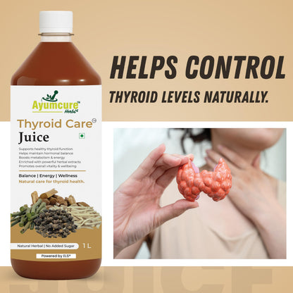 Ayumcure Thyroid Care Juice, 1L Herbal Supplement with Ashwagandha, Guggul, Licorice, Punarnava & Shankhpushpi, No Added Suga