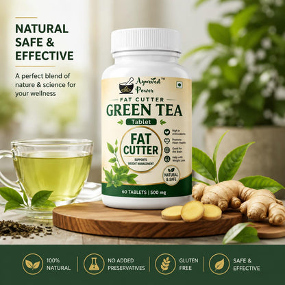 Ayurved Power Green Tea Extract Tablets, 500mg, 60 Count, Herbal Supplement - back view