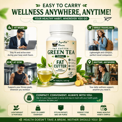 Ayurved Power Green Tea Extract Tablets, 500mg, 60 Count, Herbal Supplement - packaging
