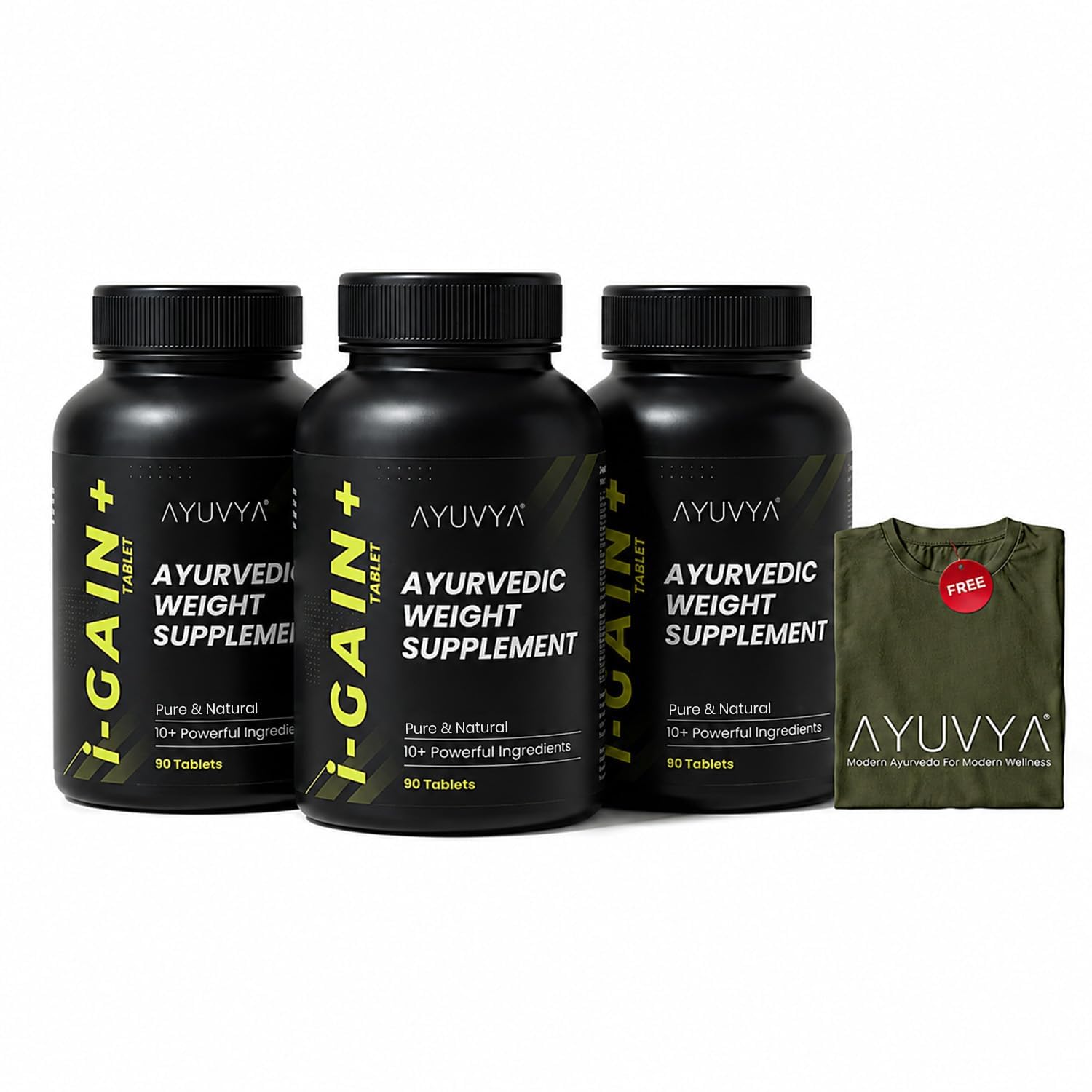 ayuvya i-GAIN+ Ayurvedic Herbal Nutritional Supplement, 90 Tablets, Adult Unisex (10)