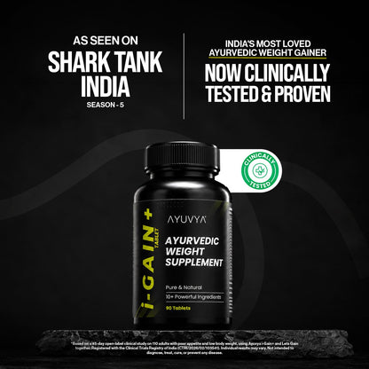 ayuvya i-GAIN+ Ayurvedic Herbal Nutritional Supplement, 90 Tablets, Adult Unisex - front view