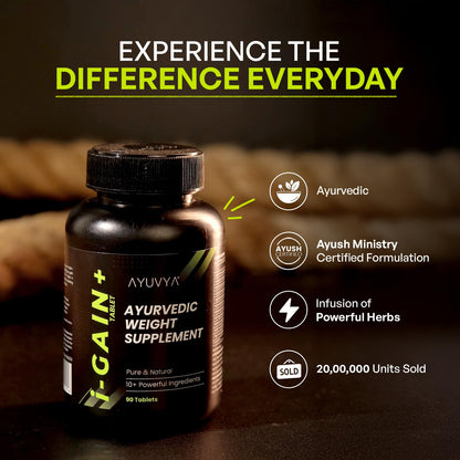 ayuvya i-GAIN+ Ayurvedic Herbal Nutritional Supplement, 90 Tablets, Adult Unisex - close-up detail