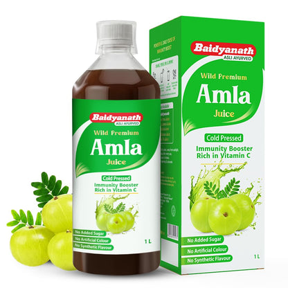 Baidyanath Amla Juice, Cold-Pressed, 1000ml, Herbal Supplement