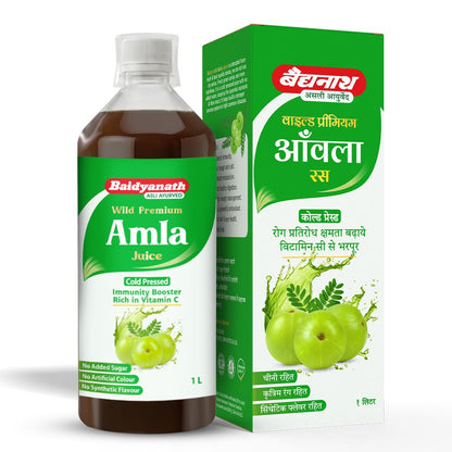 Baidyanath Amla Juice, Cold-Pressed, 1000ml, Herbal Supplement - label detail