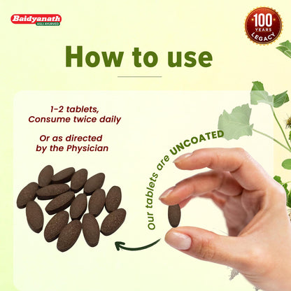 Baidyanath Arjun Tablets, 60 Count, Pack of 2, Ayurvedic Herb Supplement, 200g - label detail