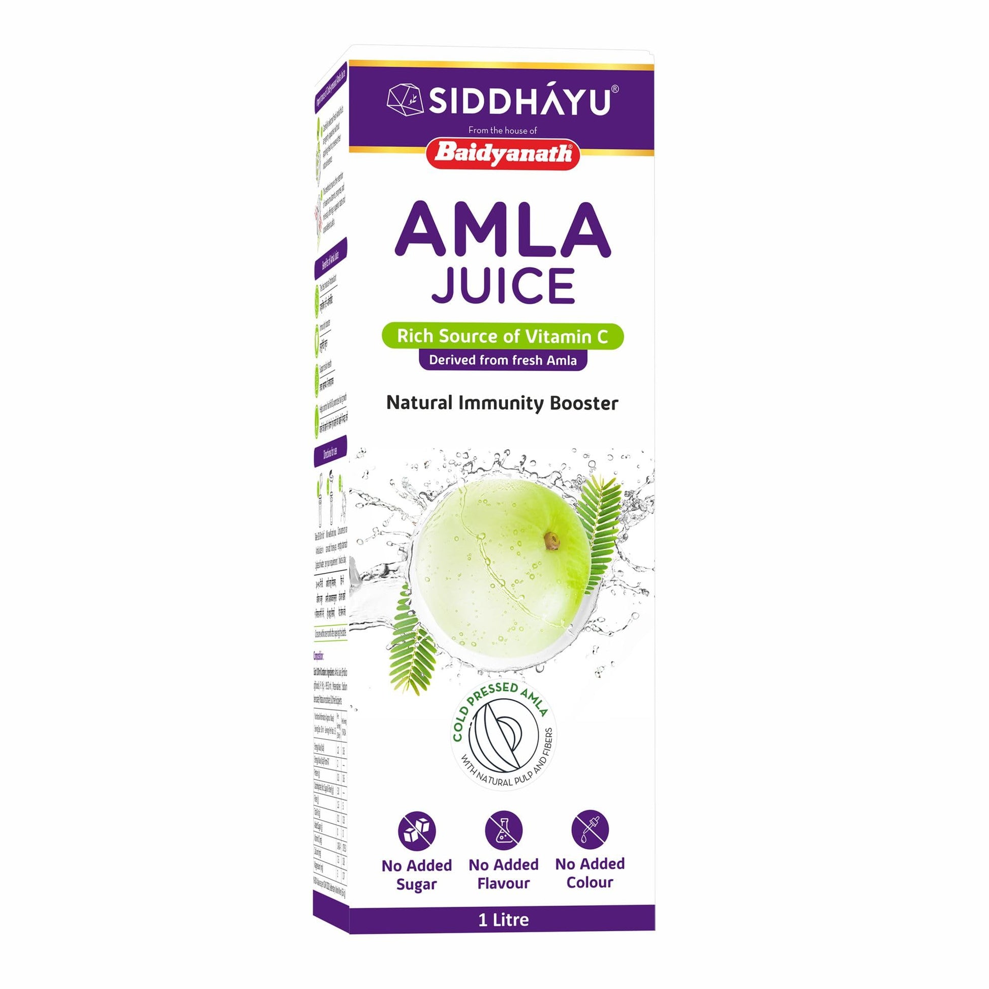 Baidyanath Asli Ayurved Amla Juice, 1 Ltr, Cold-Pressed Pure Indian Gooseberry Juice