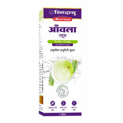 Baidyanath Asli Ayurved Amla Juice, 1 Ltr, Cold-Pressed Pure Indian Gooseberry Juice - ingredients panel