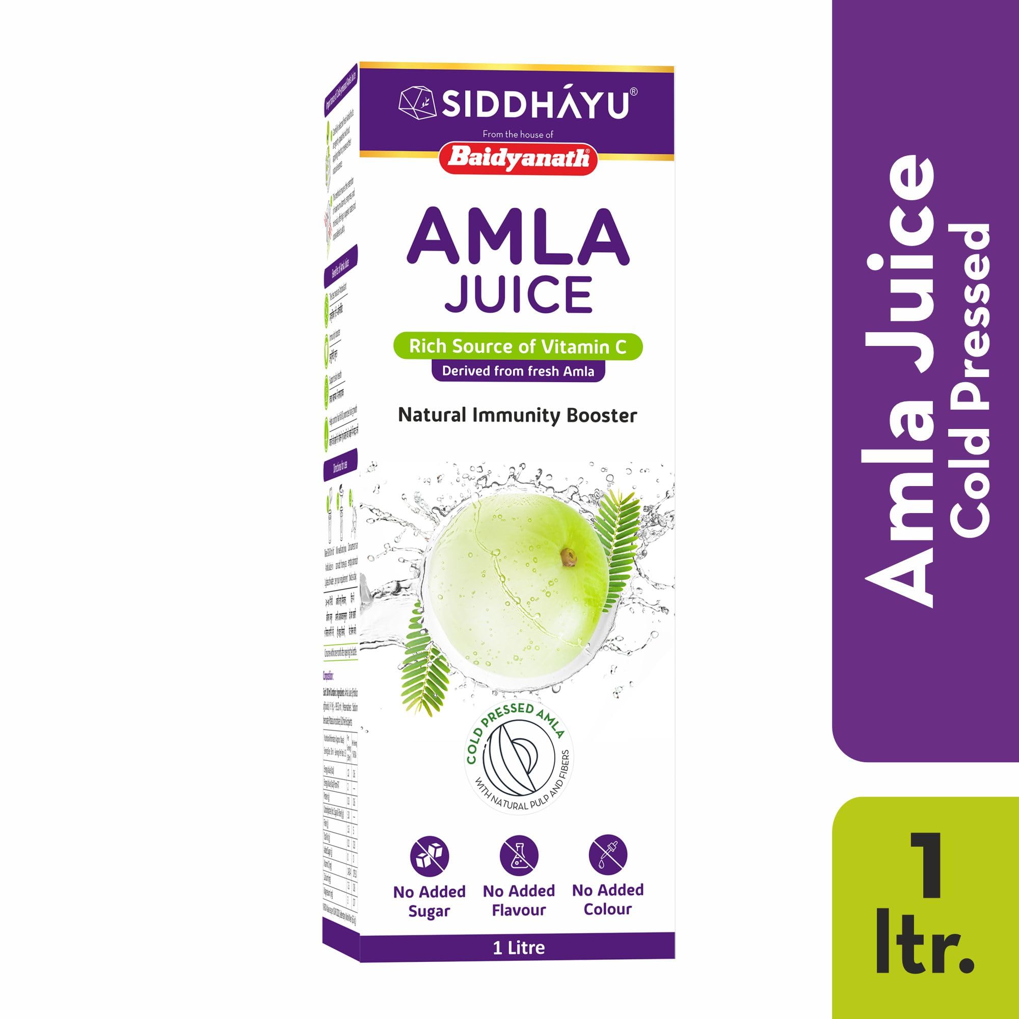 Baidyanath Asli Ayurved Amla Juice, 1 Ltr, Cold-Pressed Pure Indian Gooseberry Juice - in use
