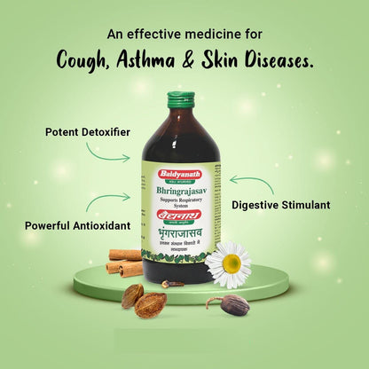 Baidyanath Asli Ayurved Bhringrajasava Traditional Fermented Syrup, Adult, No Additives - back view