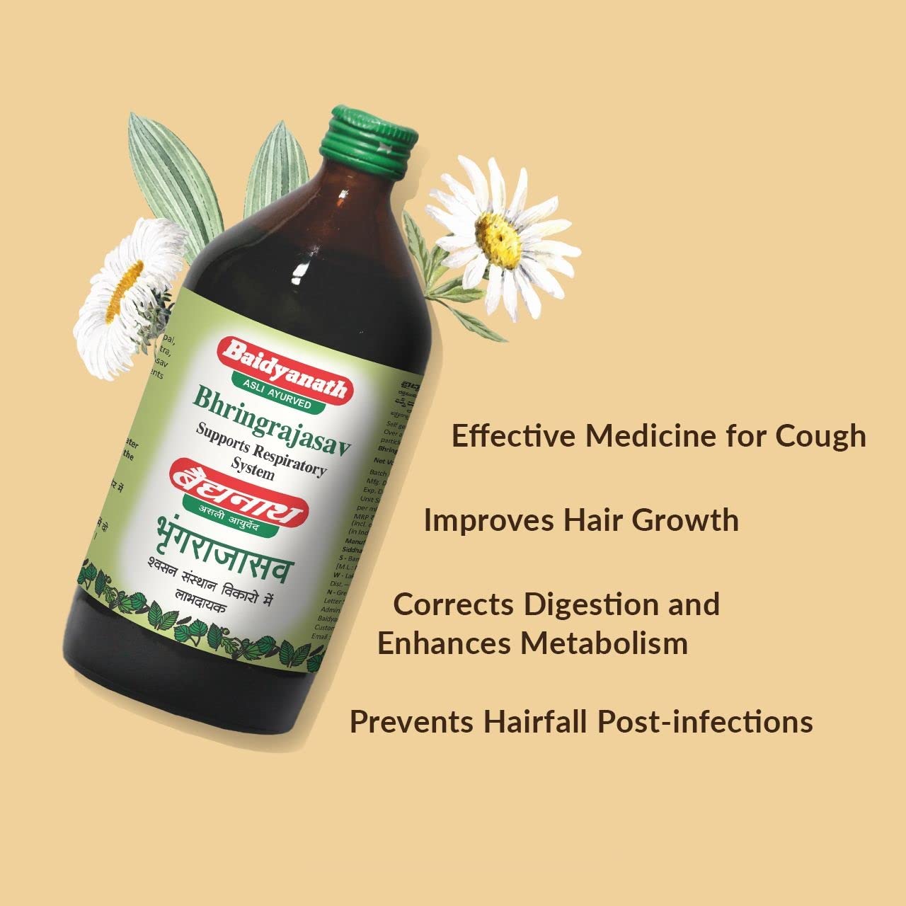 Baidyanath Asli Ayurved Bhringrajasava Traditional Fermented Syrup, Adult, No Additives - ingredients panel