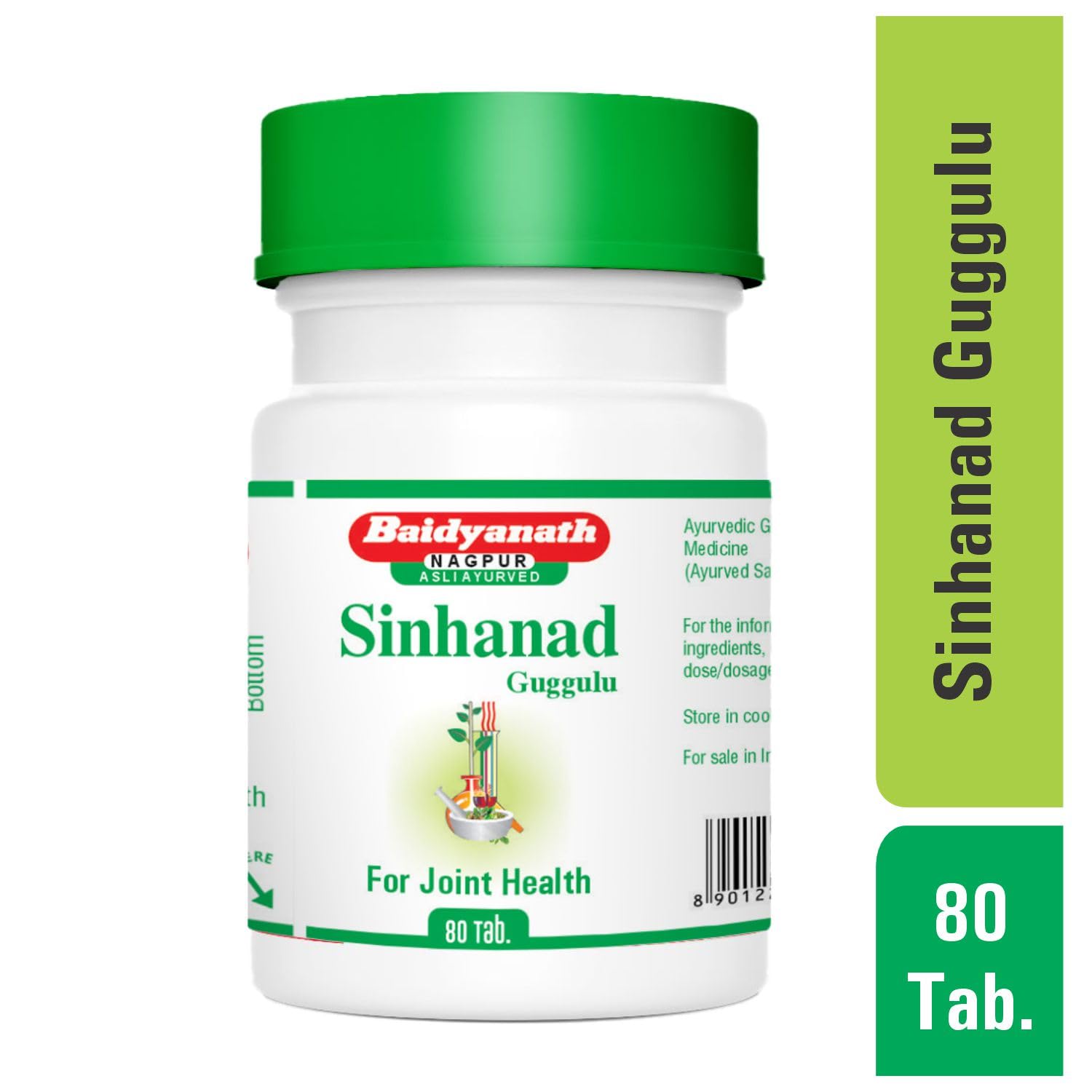 Baidyanath Asli Ayurved Sinhanad Guggulu Tablets, Ayurvedic Herbal Supplement, 80 Tablets - label detail
