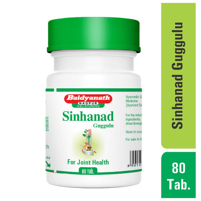 Baidyanath Asli Ayurved Sinhanad Guggulu Tablets, Ayurvedic Herbal Supplement, 80 Tablets - label detail