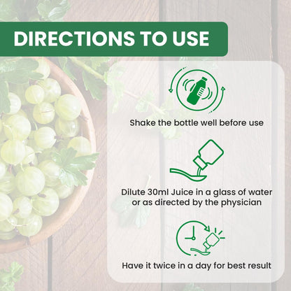 Baidyanath Ayurved Amla Juice, 1 L, Vitamin C Rich Indian Gooseberry Juice - close-up detail