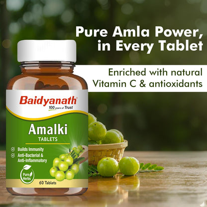 Baidyanath Ayurved Amlaki (Amla) Tablets, 60 Tablets, Herbal Supplement - front view