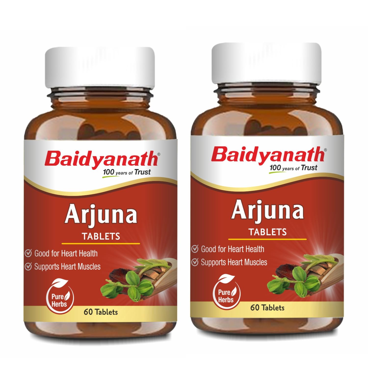 BAIDYANATH AYURVED Arjuna Tablets, 60 Count, Terminalia Arjuna Bark Extract, Herbal Supplement (8)