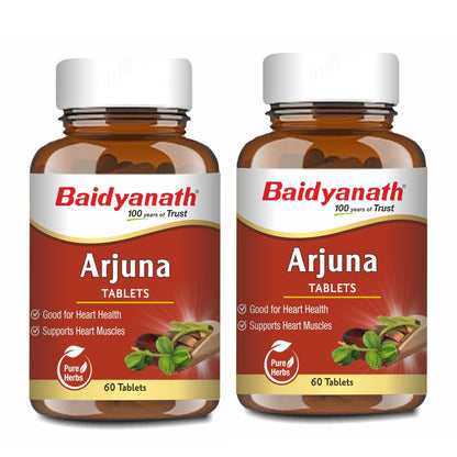 BAIDYANATH AYURVED Arjuna Tablets, 60 Count, Terminalia Arjuna Bark Extract, Herbal Supplement (8)