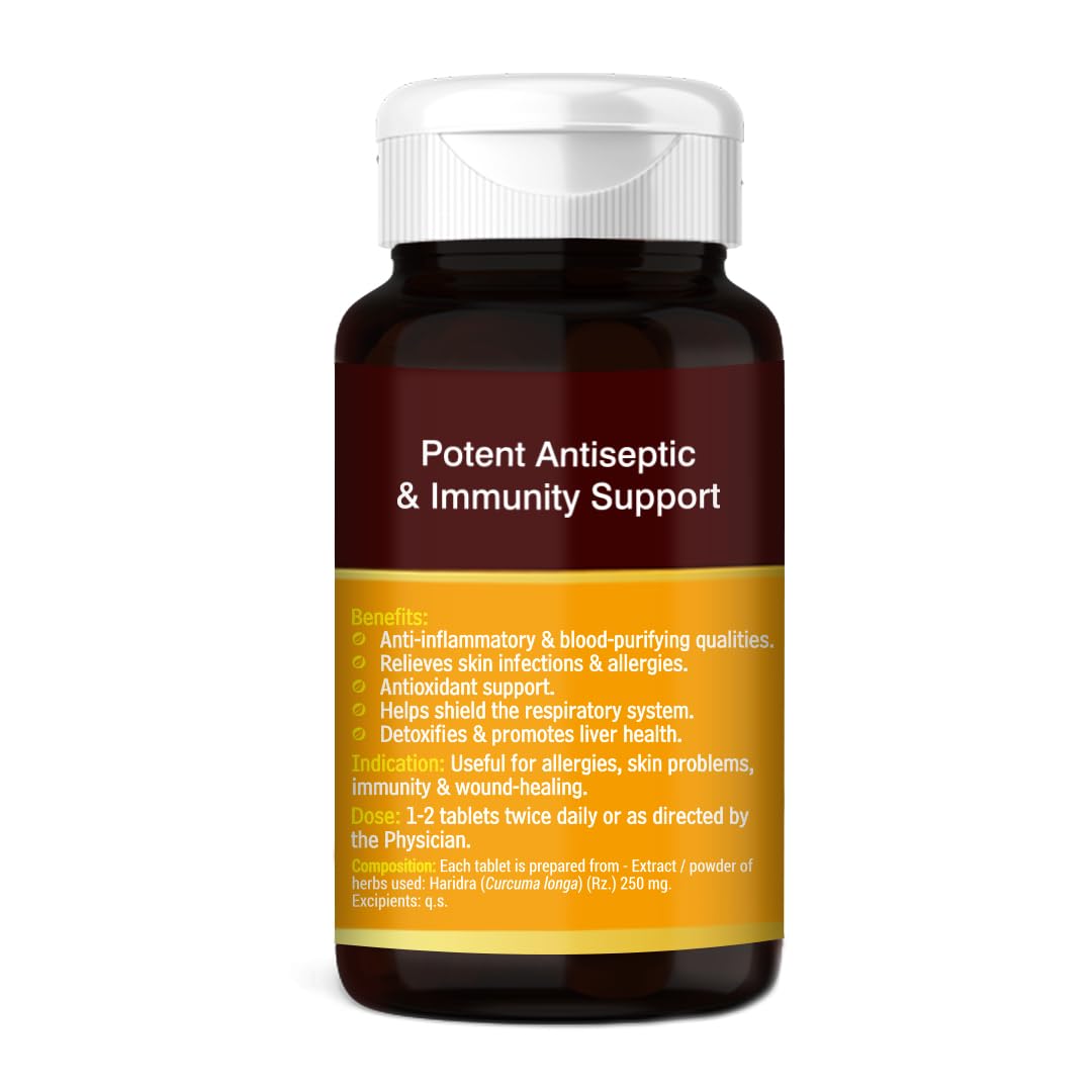 Baidyanath Haldi Turmeric Tablets, Haridra Extract, Ayurvedic Herbal Supplement - close-up detail