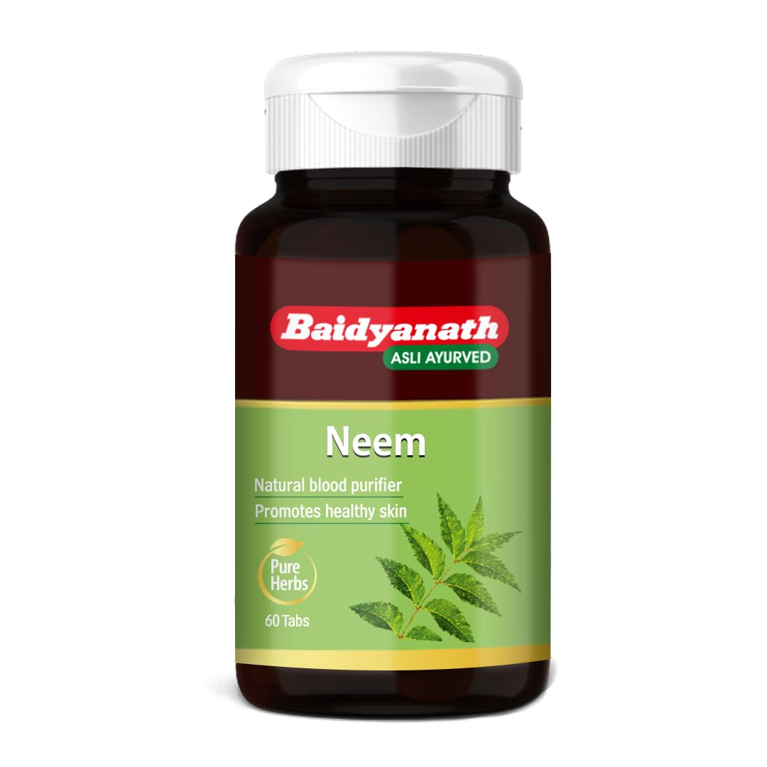 Baidyanath Neem Tablets, 60 Count, Traditional Ayurvedic Herbal Supplement, Neem Extract