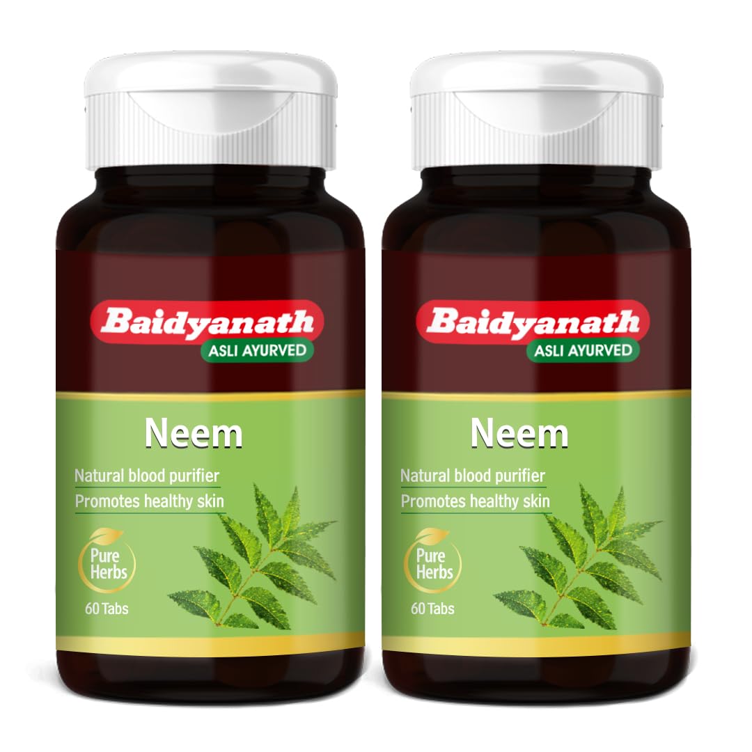 Baidyanath Neem Tablets, 60 Count, Traditional Ayurvedic Herbal Supplement, Neem Extract (9)