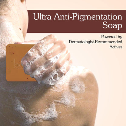 BAKE De-Tan Coffee Soap, 100g Bars, with Kojic Acid, Glycolic Acid, Alpha Arbutin, Coffee Granules - ingredients panel